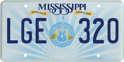 MS license plate LGE320