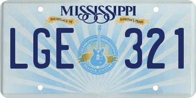 MS license plate LGE321