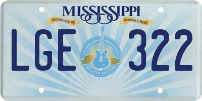 MS license plate LGE322
