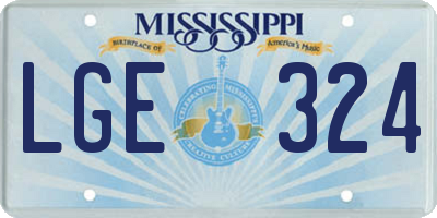 MS license plate LGE324