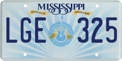 MS license plate LGE325