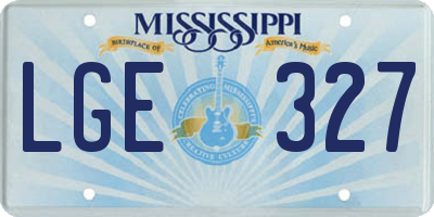 MS license plate LGE327