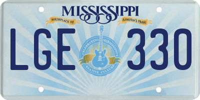 MS license plate LGE330