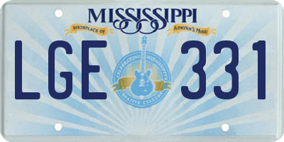 MS license plate LGE331
