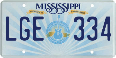 MS license plate LGE334