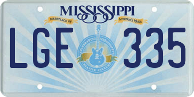 MS license plate LGE335