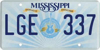MS license plate LGE337