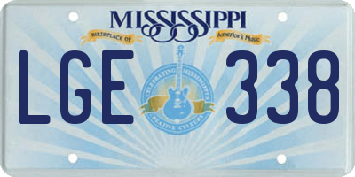 MS license plate LGE338