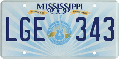 MS license plate LGE343