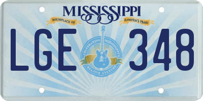 MS license plate LGE348
