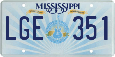 MS license plate LGE351
