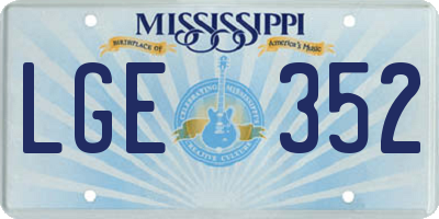 MS license plate LGE352