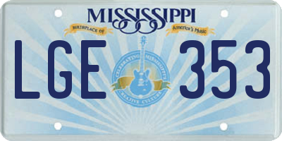 MS license plate LGE353