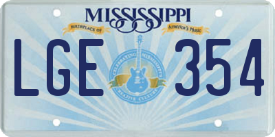 MS license plate LGE354