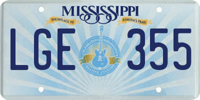 MS license plate LGE355