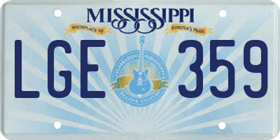 MS license plate LGE359