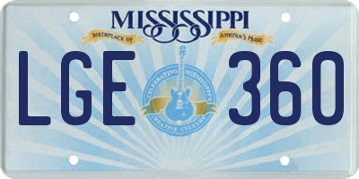 MS license plate LGE360