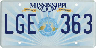 MS license plate LGE363