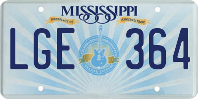 MS license plate LGE364