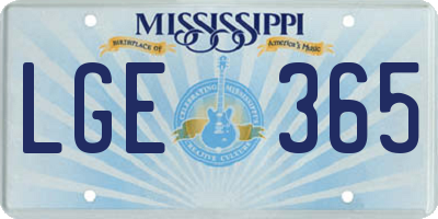 MS license plate LGE365