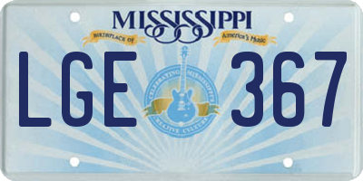 MS license plate LGE367
