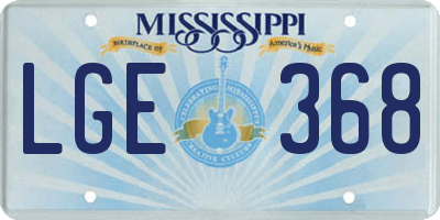 MS license plate LGE368