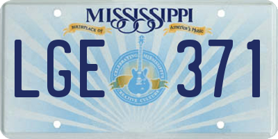 MS license plate LGE371