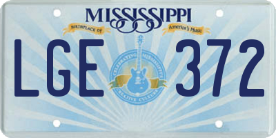 MS license plate LGE372
