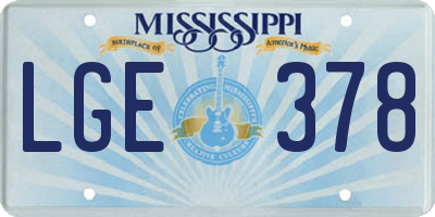 MS license plate LGE378