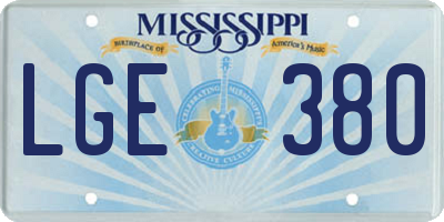 MS license plate LGE380