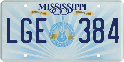 MS license plate LGE384