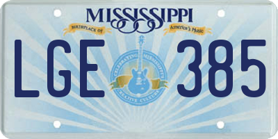 MS license plate LGE385