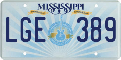 MS license plate LGE389