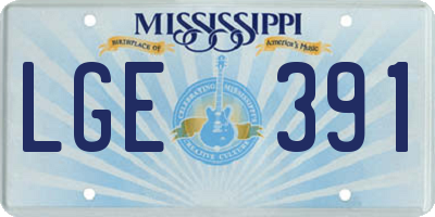 MS license plate LGE391