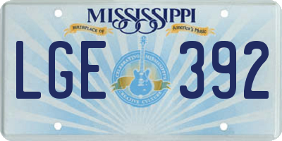 MS license plate LGE392