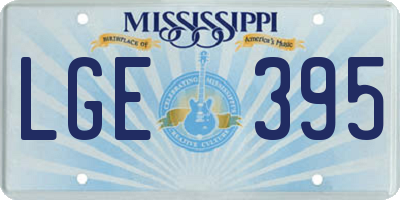 MS license plate LGE395