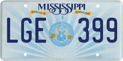 MS license plate LGE399