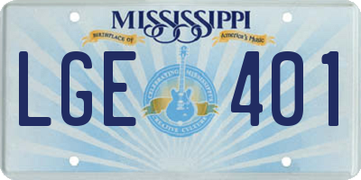 MS license plate LGE401
