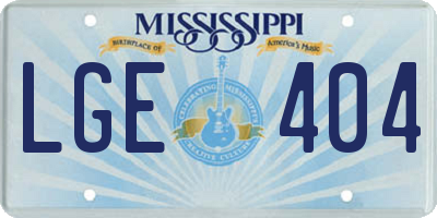 MS license plate LGE404
