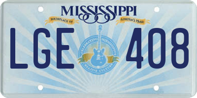 MS license plate LGE408
