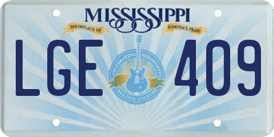 MS license plate LGE409