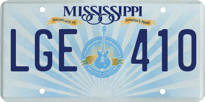 MS license plate LGE410