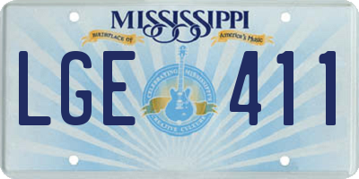 MS license plate LGE411