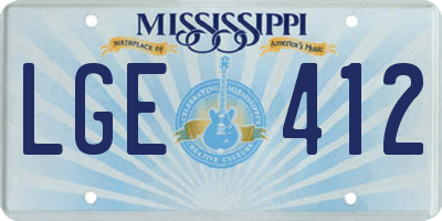 MS license plate LGE412