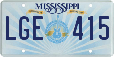 MS license plate LGE415
