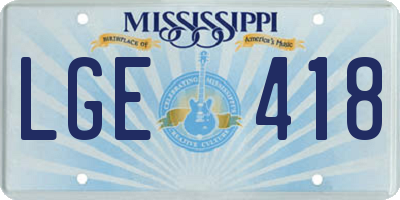MS license plate LGE418
