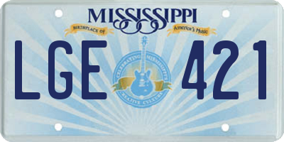 MS license plate LGE421