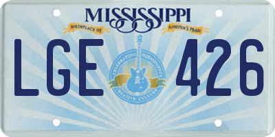 MS license plate LGE426