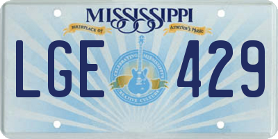 MS license plate LGE429