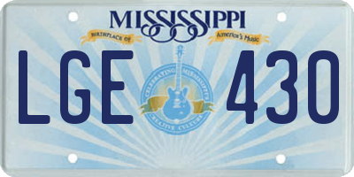 MS license plate LGE430
